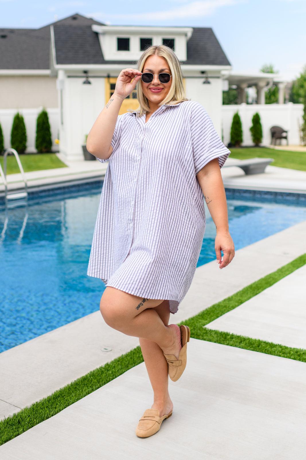 Cornelia Striped Shirt Dress Product Image