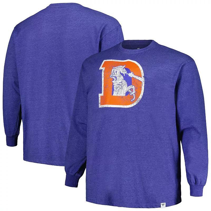 Mens Profile Heather Royal Denver Broncos Big & Tall Throwback Long Sleeve T-Shirt Product Image