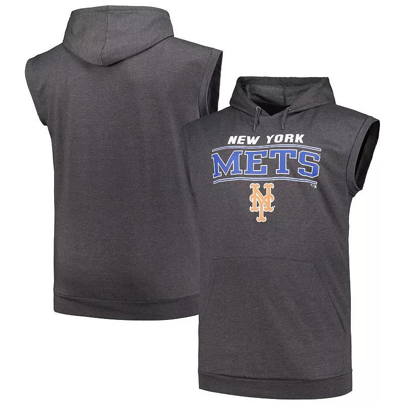 Mens Profile Heather Charcoal New York Mets Big & Tall Muscle Sleeveless Pullover Hoodie Product Image