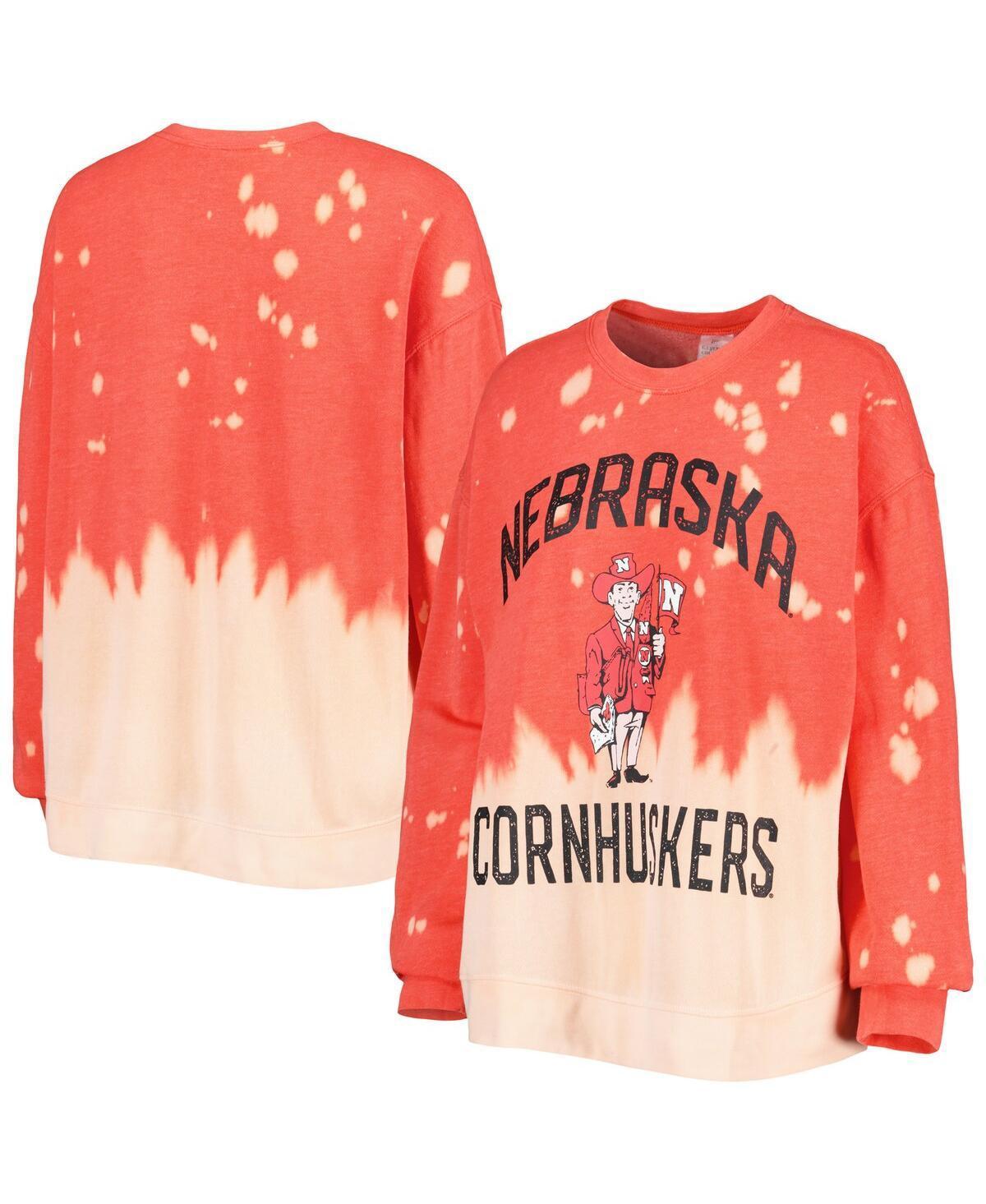 Womens Gameday Couture Red Distressed Nebraska Huskers Twice As Nice Faded Dip-Dye Pullover Long Sleeve Top Product Image