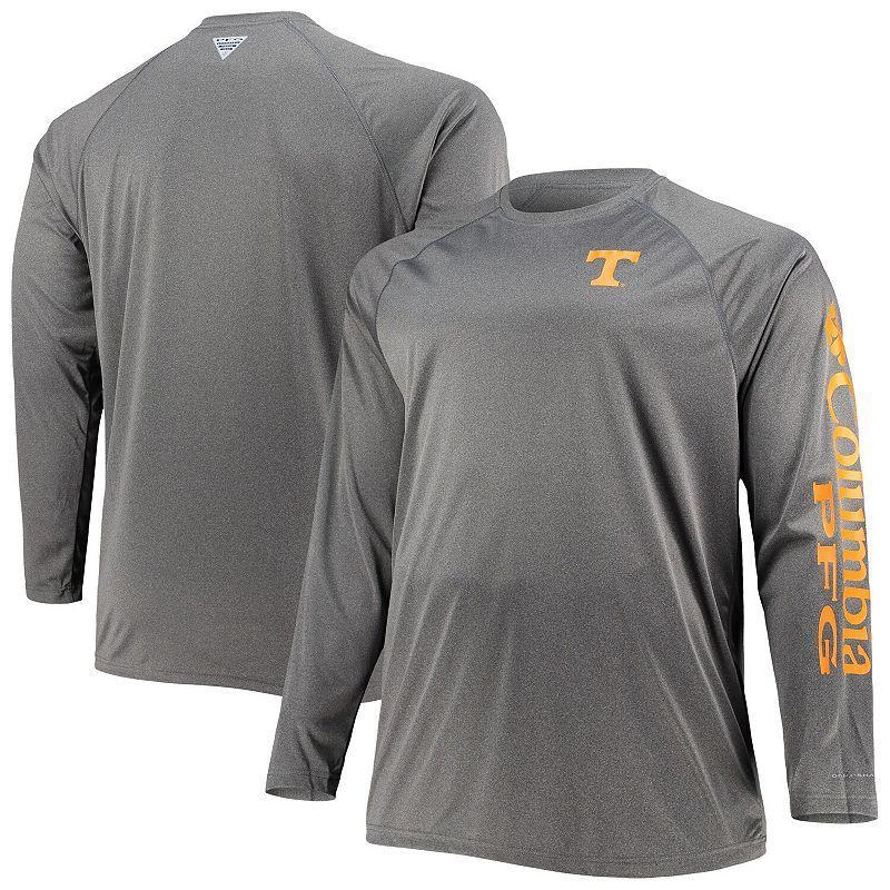 Mens Columbia Charcoal Tennessee Volunteers Big & Tall Terminal Tackle Omni-Shade Long Sleeve Raglan T-Shirt Product Image