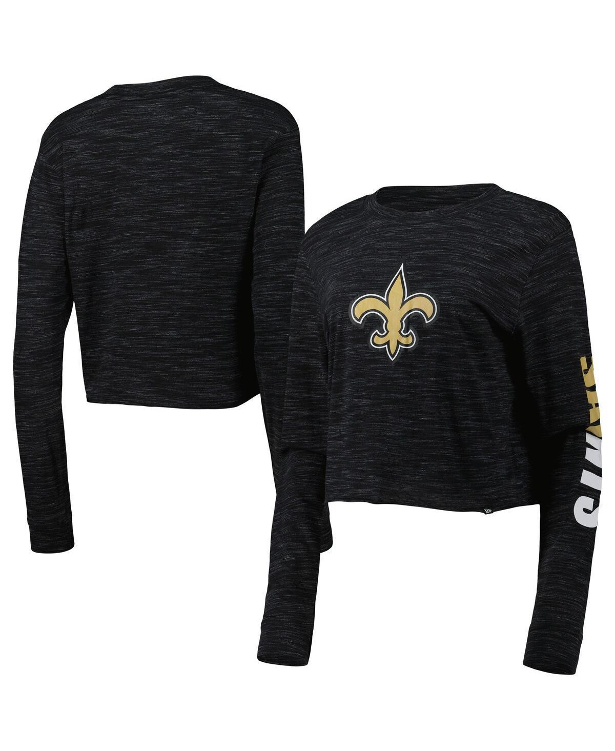 Womens New Era Black New Orleans Saints Crop Long Sleeve T-shirt product image