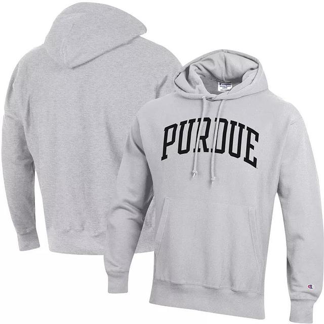 Mens Champion Heathered Gray Purdue Boilermakers Team Arch Reverse Weave Pullover Hoodie Product Image