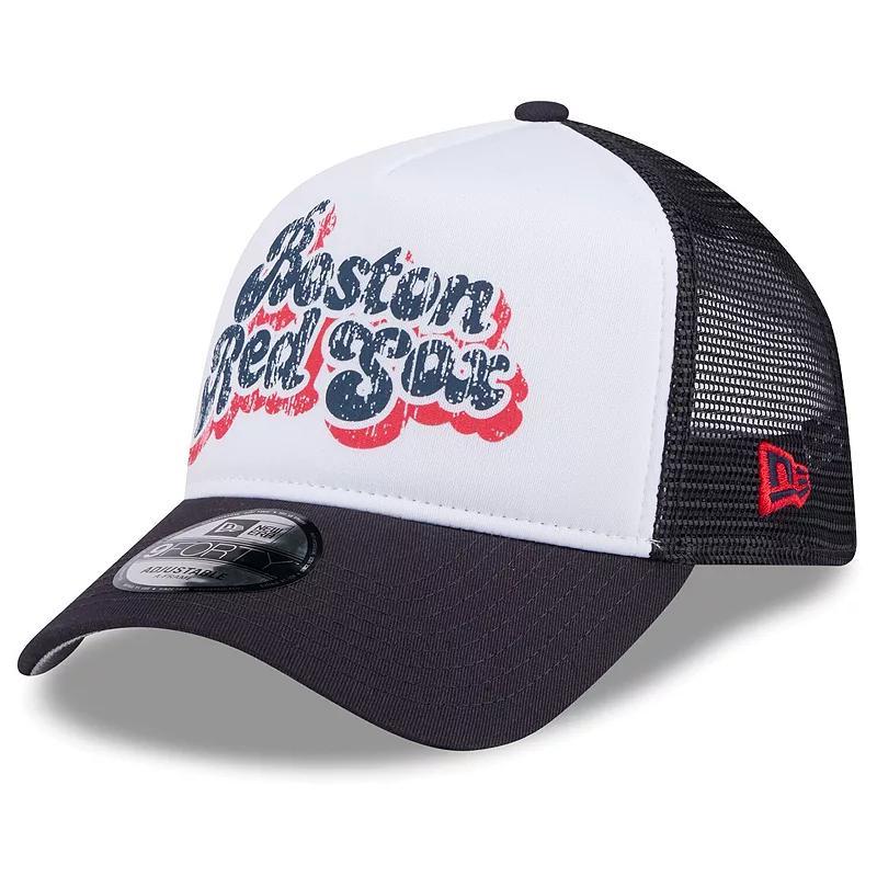 Womens New Era /Navy Boston Red Sox Throwback Team Foam Front A-Frame Trucker 9FORTY Adjustable Hat Product Image