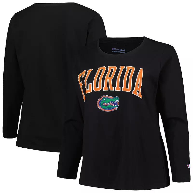 Womens Profile Black Florida Gators Plus Size Arch Over Logo Crew Neck Long Sleeve T-shirt Product Image