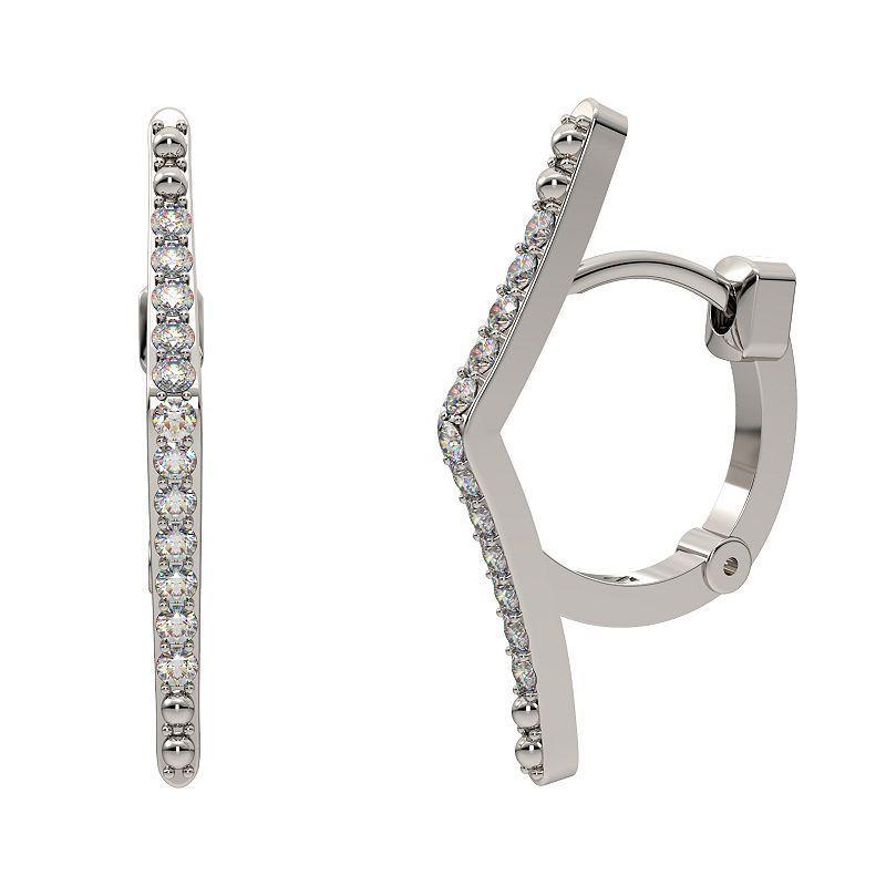 Sterling Silver 1/5 Carat T.W. Diamond Hoop Earrings, Womens, White Product Image