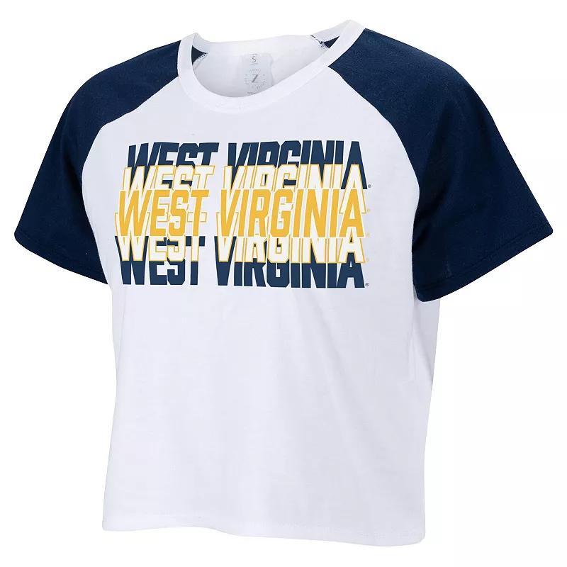 Womens ZooZatz West Virginia Mountaineers Colorblock Repeat Raglan Cropped T-Shirt Product Image