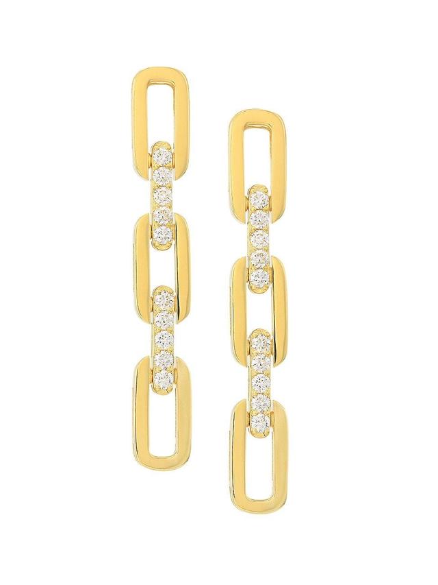 Womens Navarra 18K Yellow Gold & Diamond Triple-Link Drop Earrings Product Image