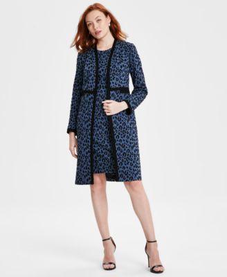 Kasper Womens Leopard Print Topper Jacket Sheath Dress Product Image