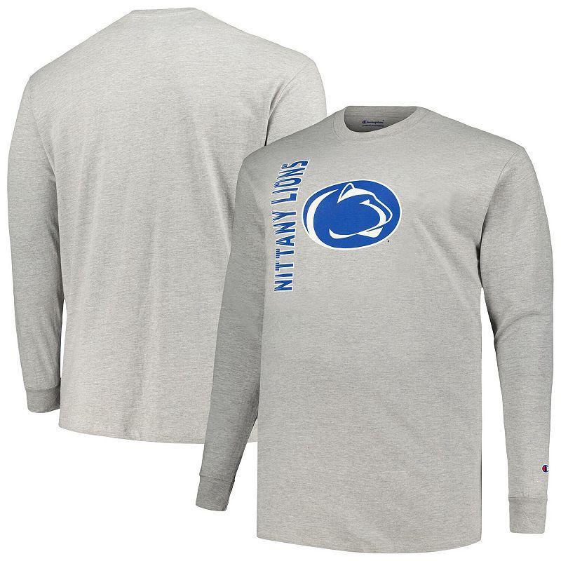 Mens Champion Heather Gray Penn State Nittany Lions Big & Tall Mascot Long Sleeve T-Shirt Product Image