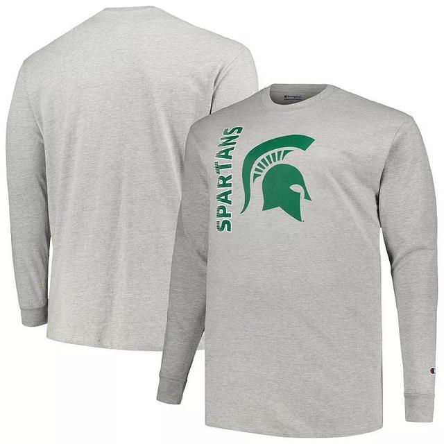 Mens Champion Heather Gray Michigan State Spartans Big & Tall Mascot Long Sleeve T-Shirt Product Image