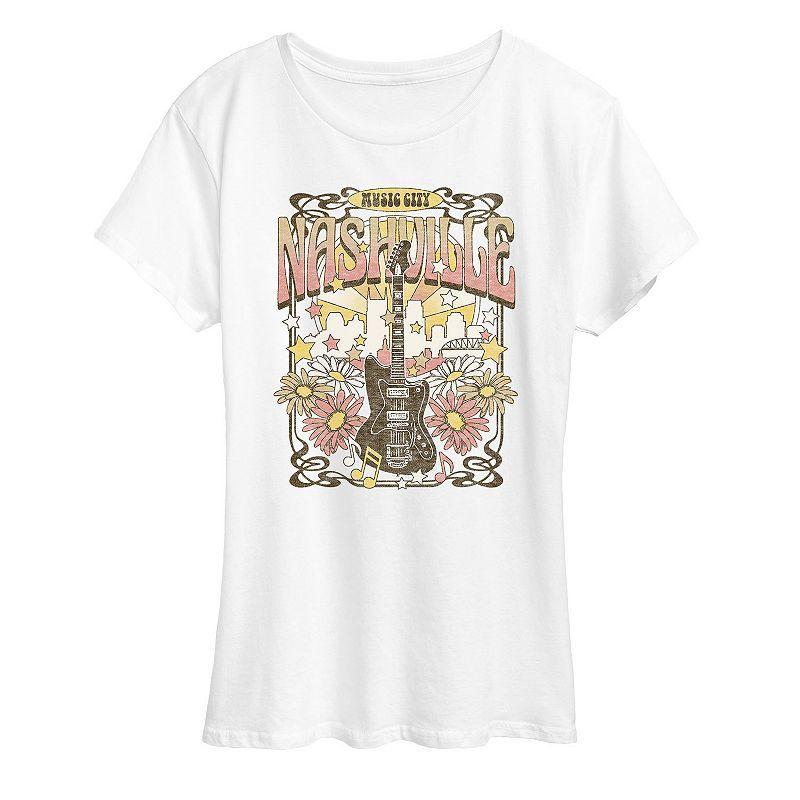 Womens Nashville Music Poster Graphic Tee White Product Image