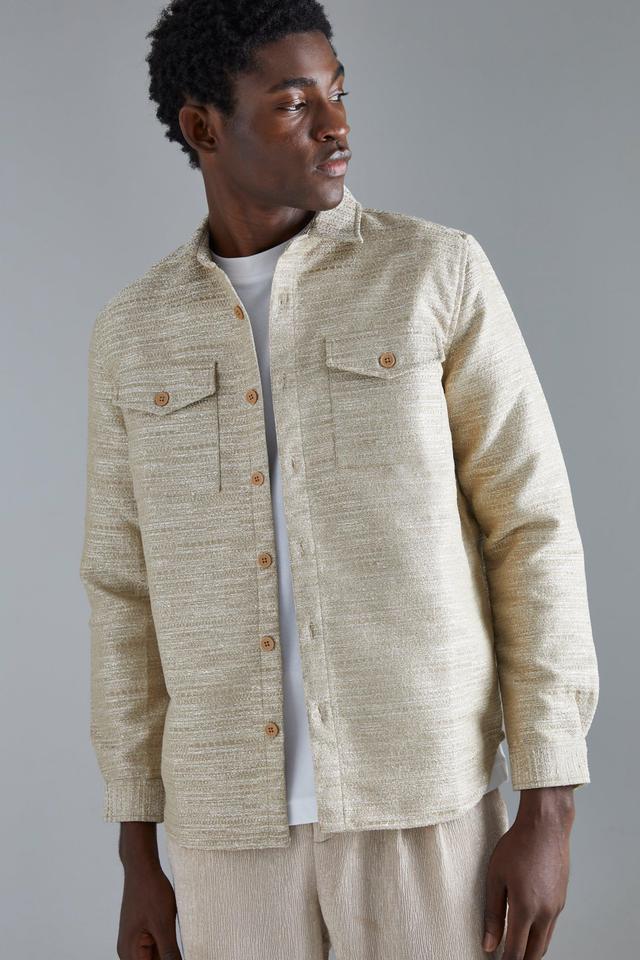 Boucle Heavyweight Patch Pocket Overshirt | boohooMAN USA Product Image