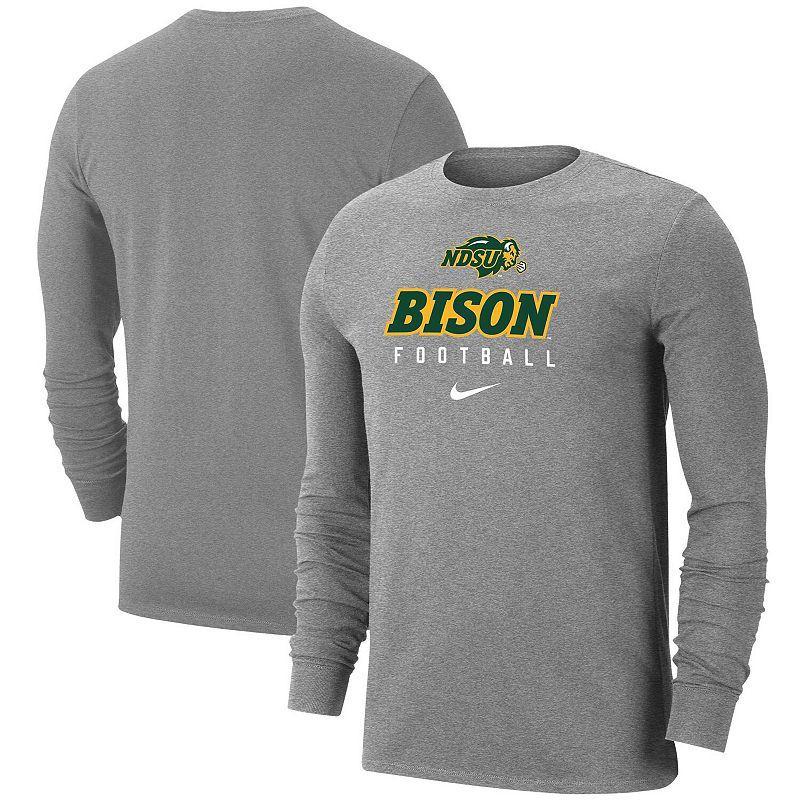 Mens Nike Heather Gray NDSU Bison Long Sleeve T-Shirt Product Image