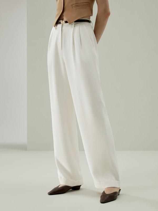 Timeless Pleated Wide-Leg Dense Silk Trousers product image