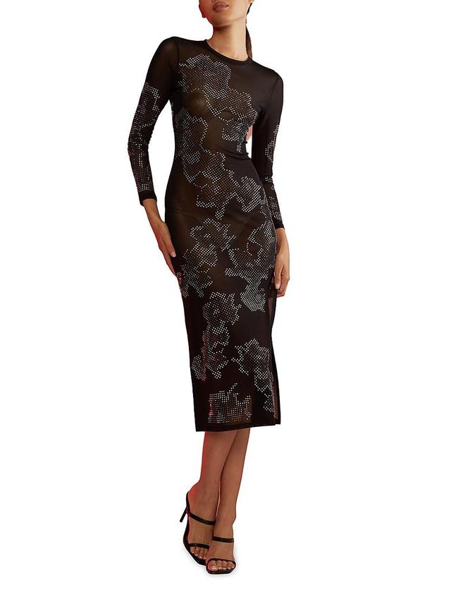 Womens Crystal Mesh Midi Dress Product Image