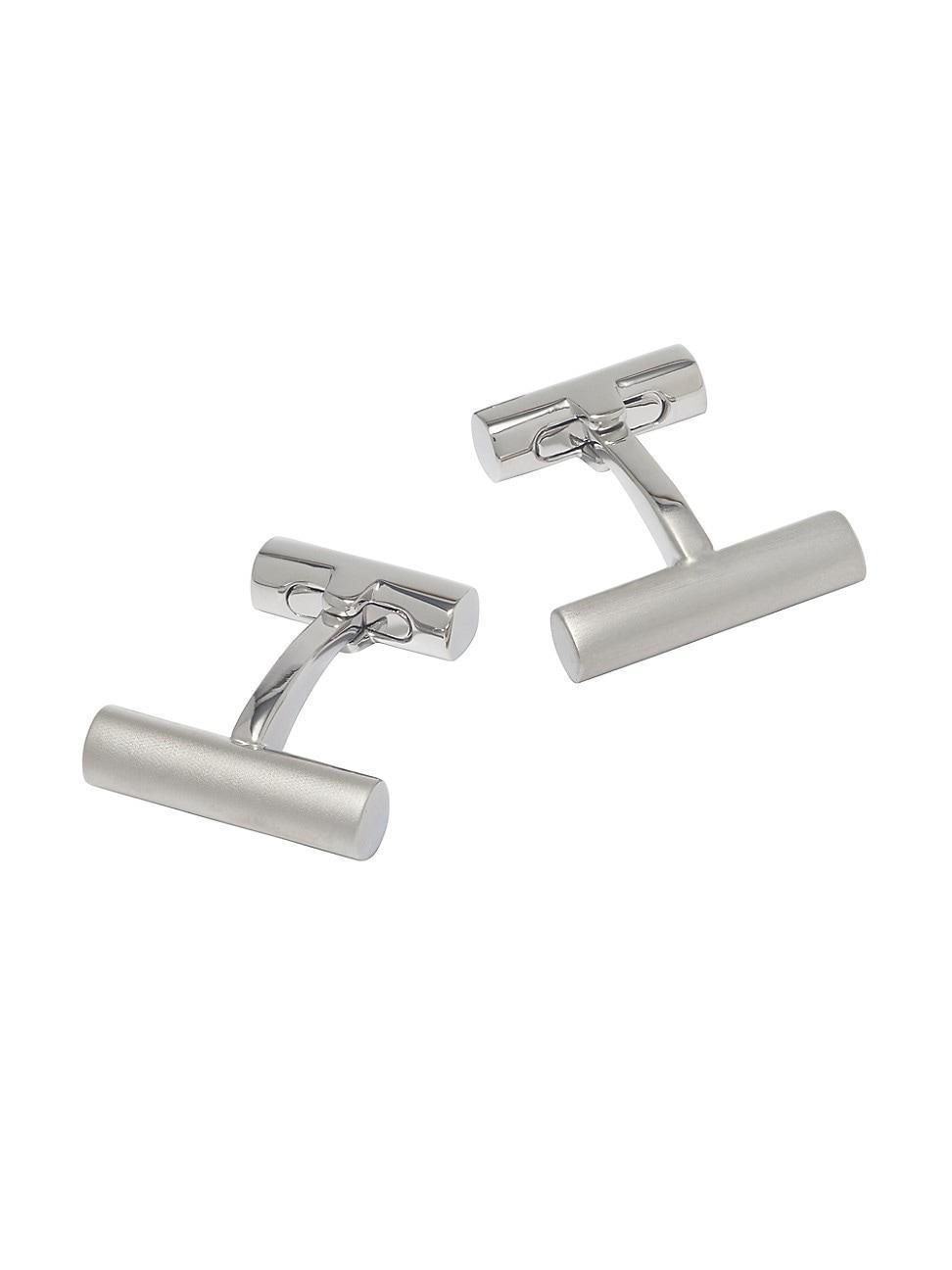 Mens Rhodium-Plated Brass Bar Cufflinks Product Image