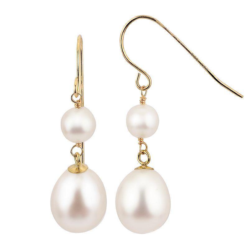 PearLustre by Imperial 14k Gold Freshwater Cultured Pearl Double Drop Earrings, Womens Product Image