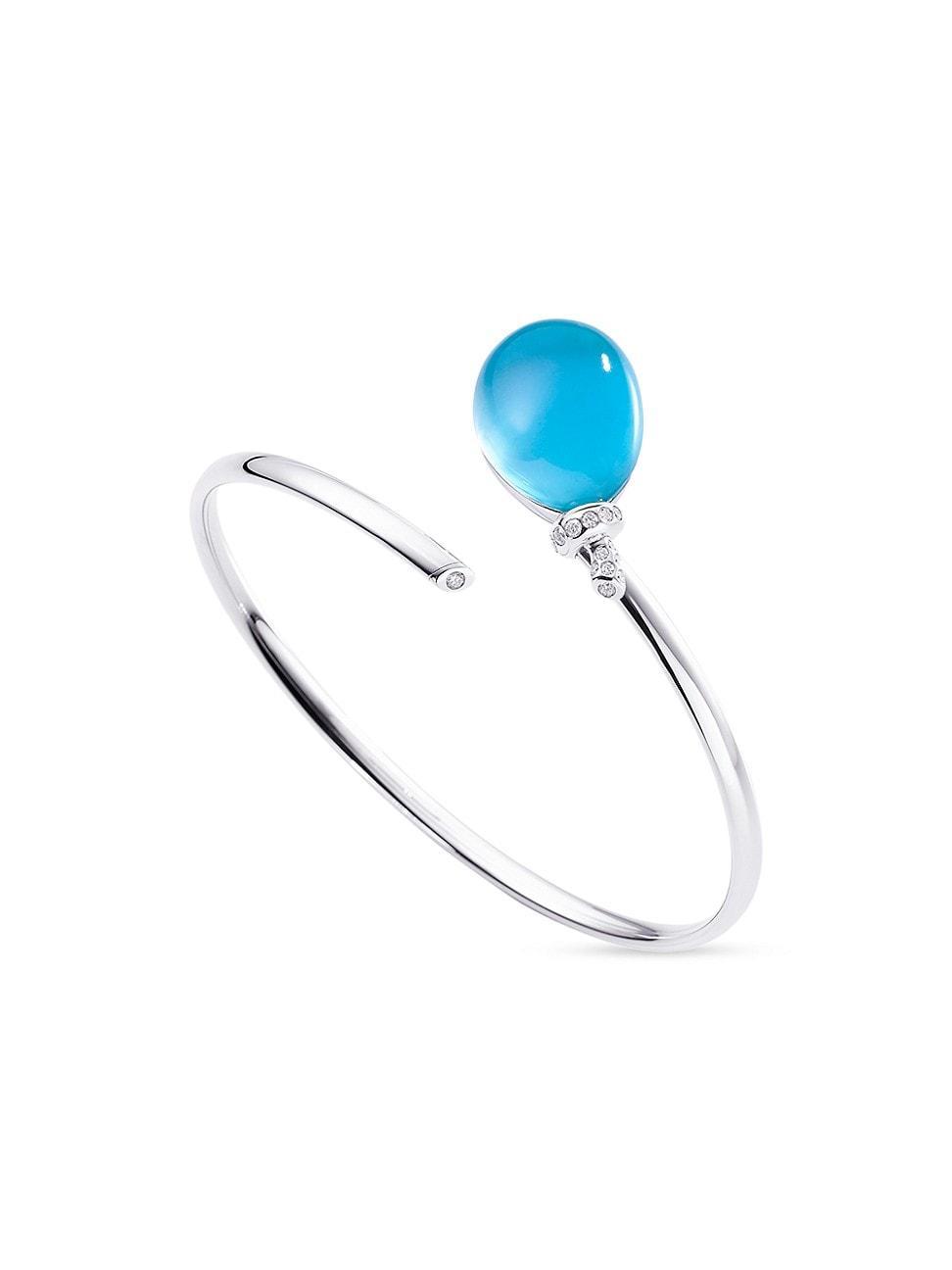 Womens Palloncini Mini 18K White Gold, 0.15 TCW Diamond, Turquoise & Rock Crystal Wrap Bracelet Product Image