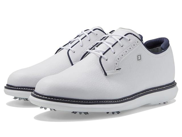 FootJoy Traditions Blucher Golf Shoes White/Navy) Men's Shoes Product Image