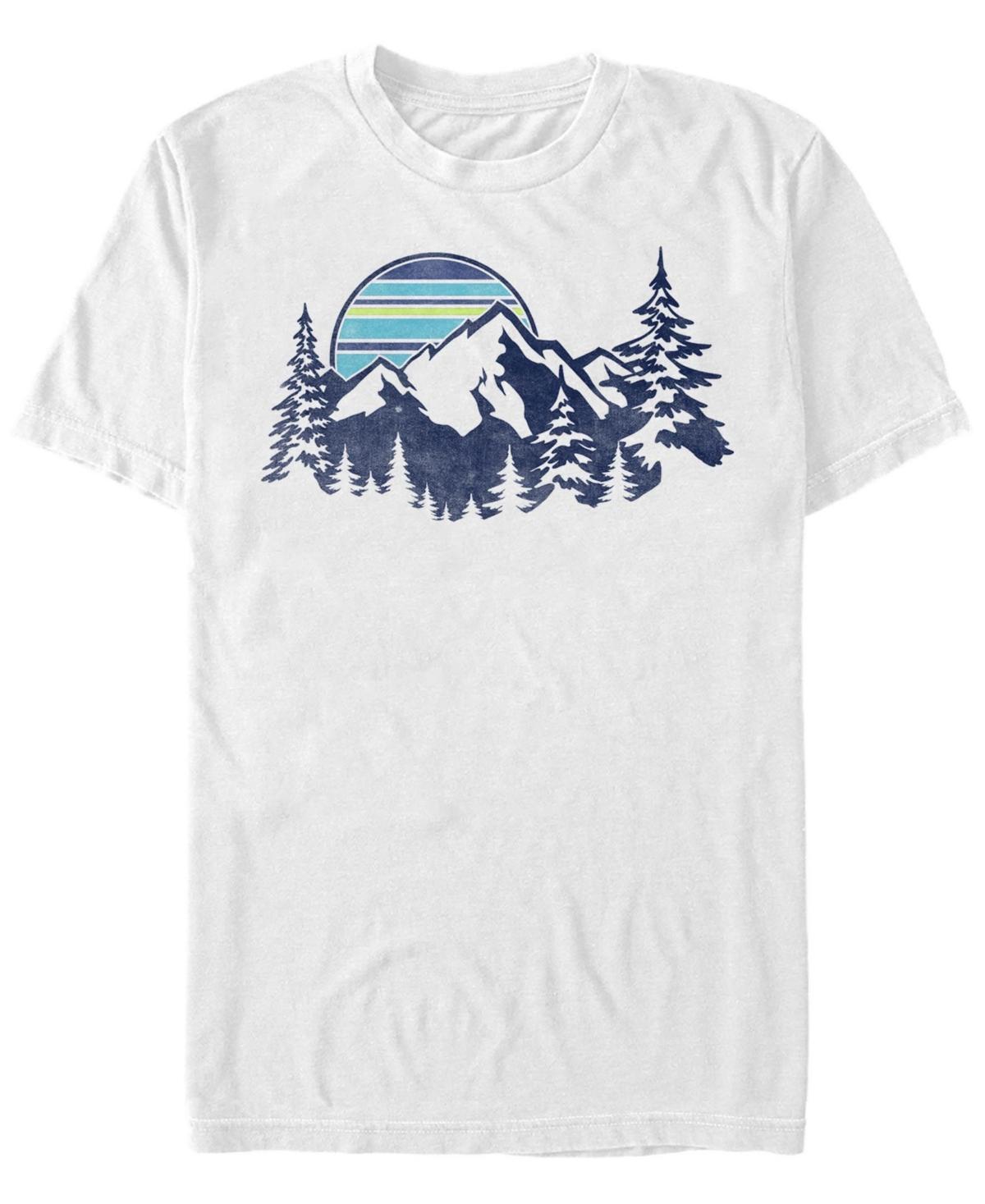 Mens Mountain Range Striped Sunset Tee White Product Image