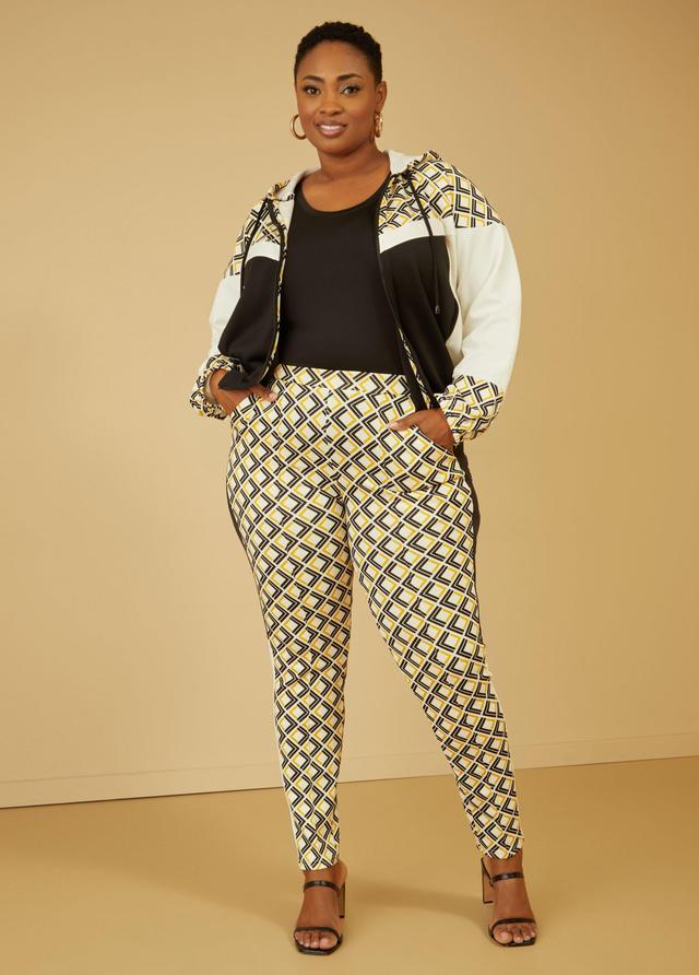 Plus Size Seam Detailed Geo Print Leggings Ashley Stewart Product Image