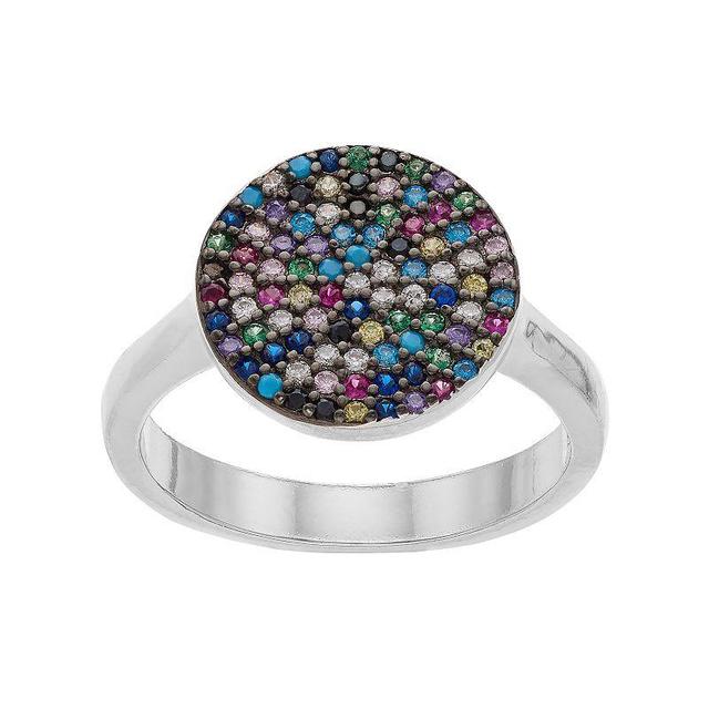 Sterling Silver Multicolored Cubic Zirconia Pave Ring, Womens Product Image