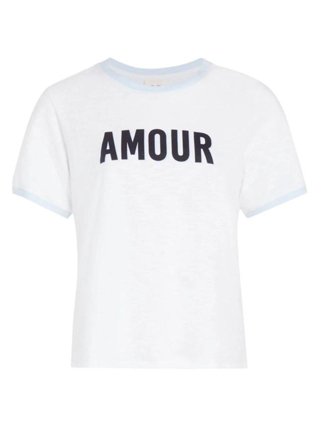 Cinq A Sept Cotton Two Tone Amour Tee In White Serene Sky Product Image