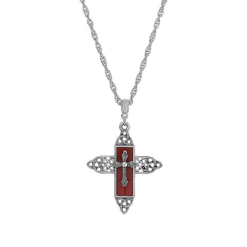 Symbols of Faith Cross Pendant Necklace, Womens, Brown Product Image