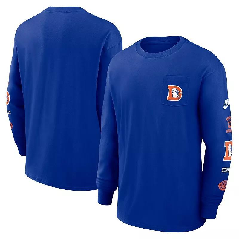 Mens Nike Royal Denver Broncos Rewind Heavy Max 90 Pocket Long Sleeve T-Shirt Product Image