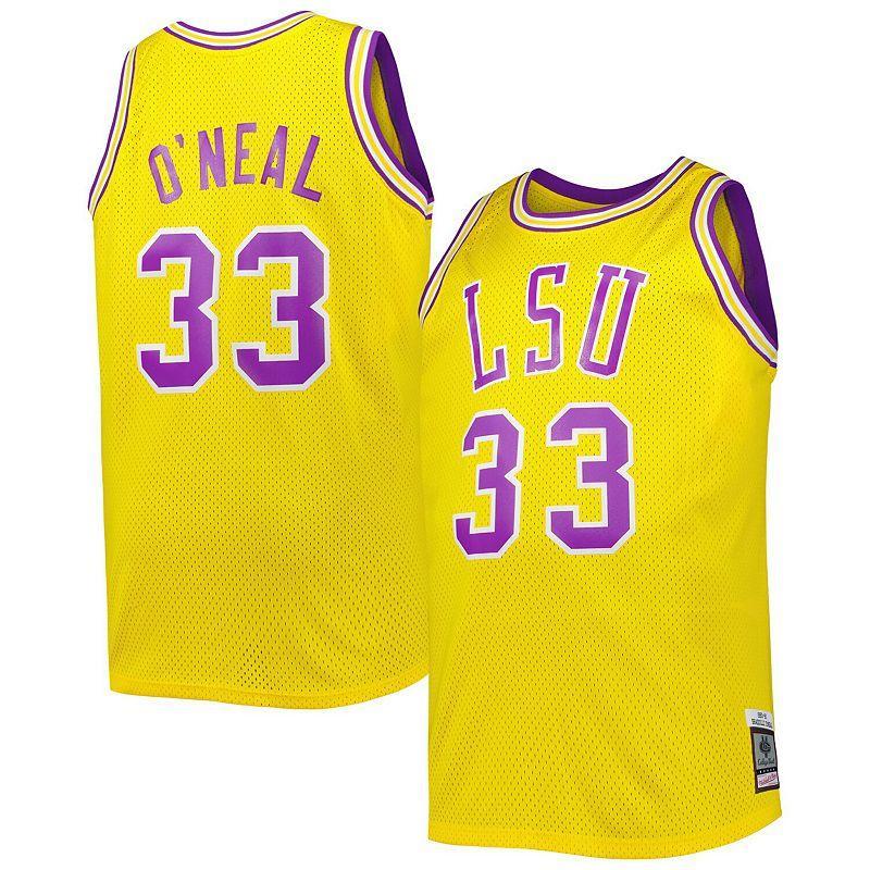 Mens 1990/91 Mitchell & Ness Shaquille ONeal Gold Lsu Tigers Big and Tall Swingman Jersey - Gold Product Image