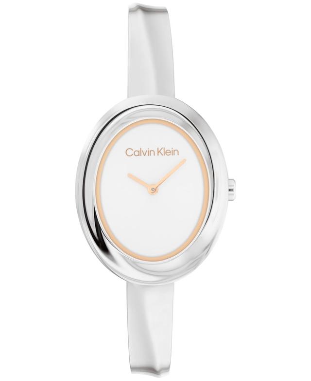 Calvin Klein Women Twisted Bezel Silver Stainless Steel Bracelet Watch 24mm - Silver Product Image