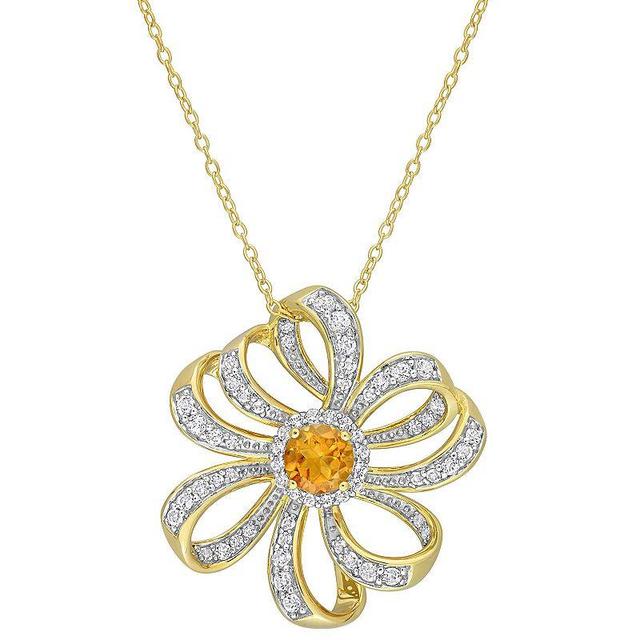 Stella Grace 18k Gold Over Silver Madeira Citrine & White Topaz Flower Pendant Necklace, Womens Orange Product Image