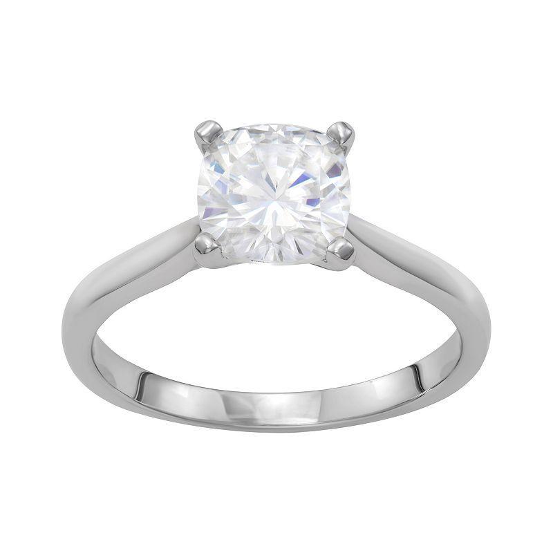 Charles & Colvard 2 Ct. T.w. Lab Created Moissanite Cushion Solitaire Ring, White, 9 Product Image