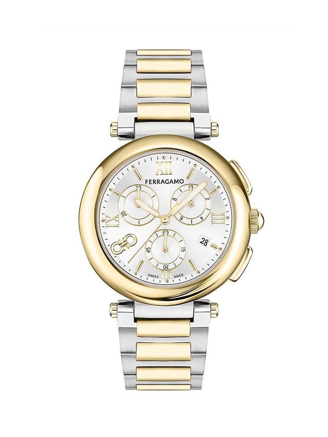 Ferragamo Womens Swiss Chronograph Two-Tone Bracelet Watch 40mm - Two Tone Product Image