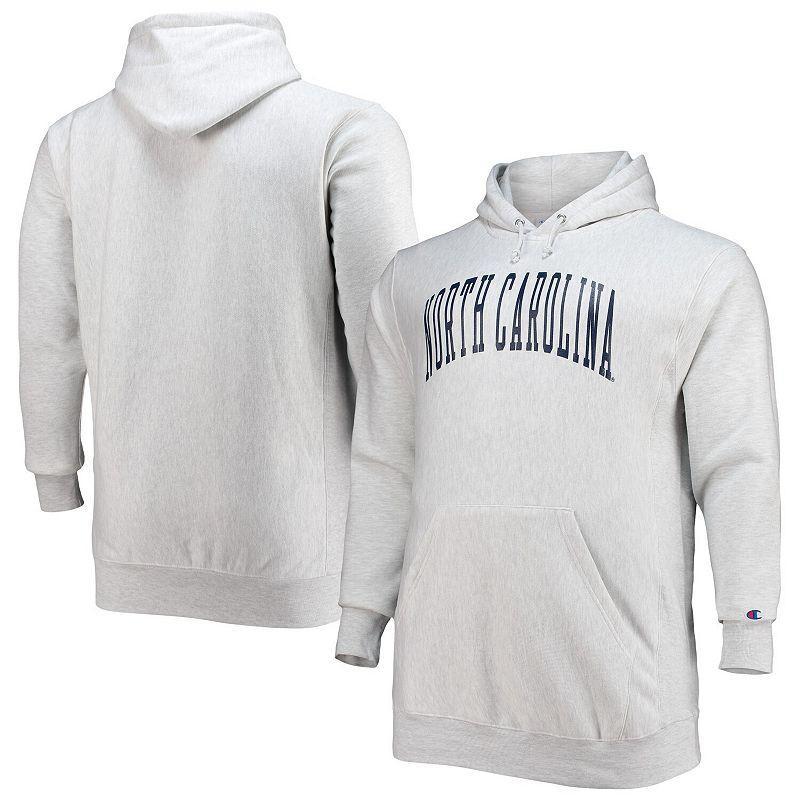 Mens Champion Heathered Gray North Carolina Tar Heels Big & Tall Reverse Weave Fleece Pullover Hoodie Sweatshirt Product Image