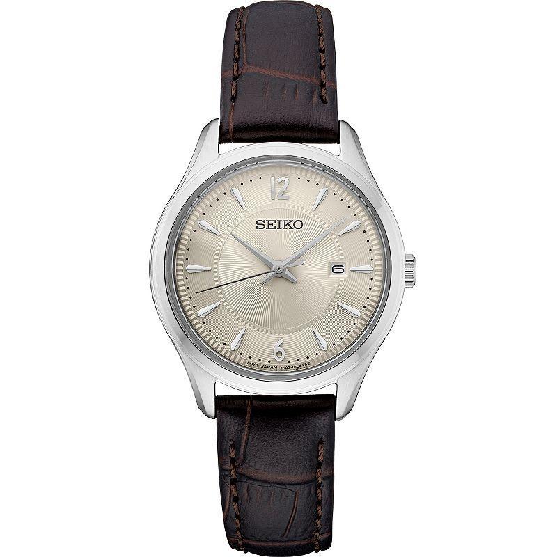 Seiko Womens Essential Brown Leather Strap Watch 39mm - Blush Product Image