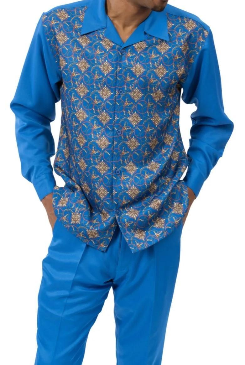 Blue Print Design Long Sleeve Walking Suit Product Image