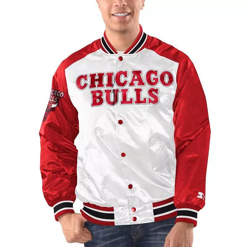 Mens Starter /Red Chicago Bulls Renegade Satin Full-Snap Varsity Jacket Product Image