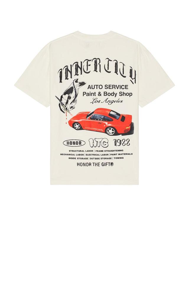 Honor The Gift Inner City Auto Service Short Sleeve Tee in White Product Image