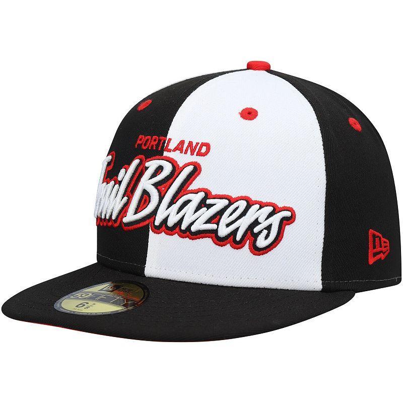 Mens New Era /White Portland Trail Blazers Script Pinwheel 59FIFTY Fitted Hat Product Image