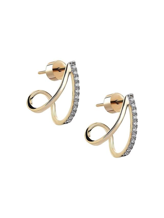 Womens Selenophile 14K Yellow Gold & 0.2 TCW Diamond Double-Hoop Earrings Product Image