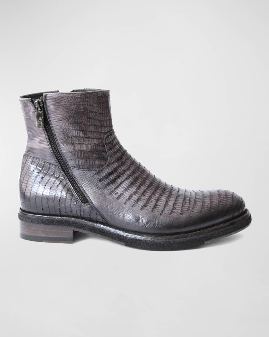 Men's Lizard-Embossed Double-Zip Boots  Product Image