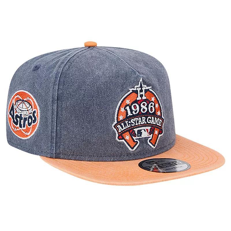 Mens New Era /Orange Houston Astros 1986 MLB All-Star Game Pigment Dye Golfer Snapback Hat, Blue Product Image