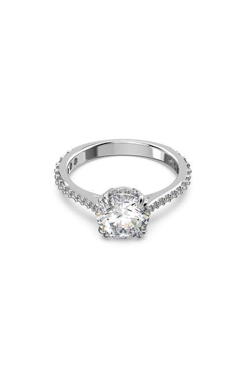 Womens Stilla Rhodium-Plated & Crystal Cocktail Ring Product Image