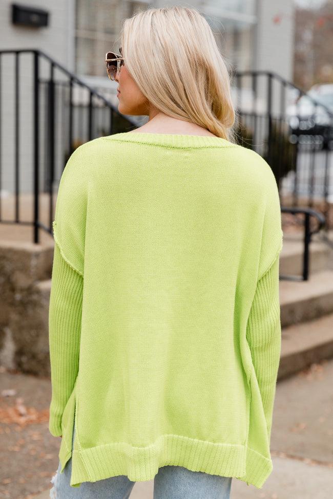 Bold Dreams Lime Oversized V-Neck Sweater FINAL SALE Product Image