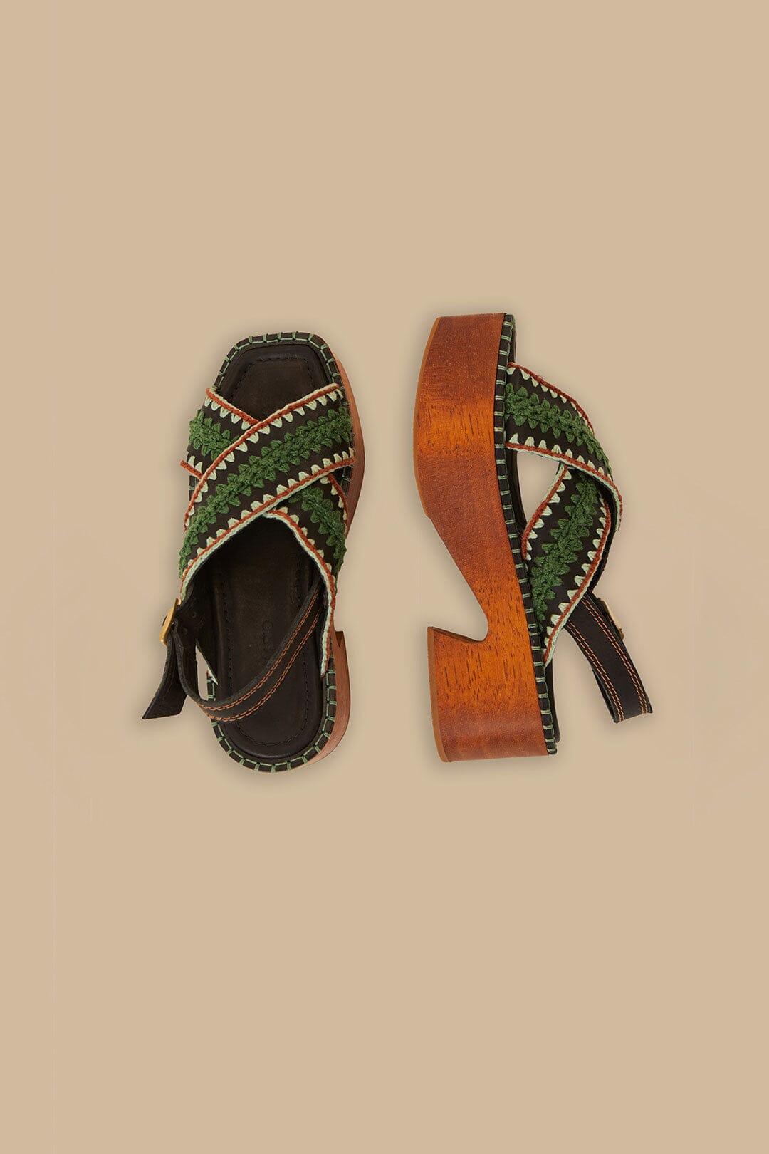 Dark Green Sand Clog Platform Product Image