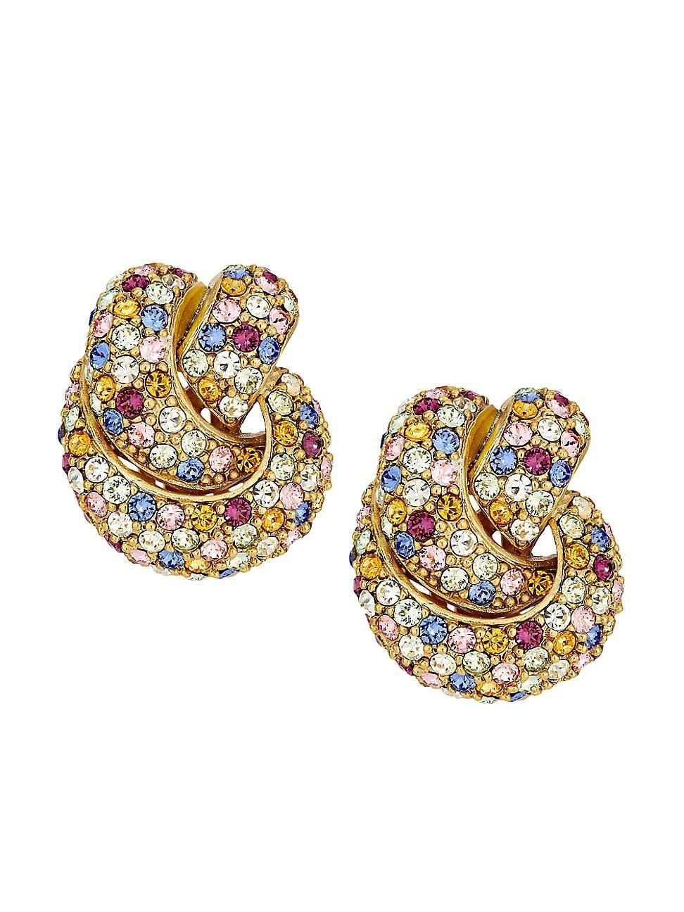 Womens Love Knot Metal & Glass Crystal Clip-On Earrings Product Image