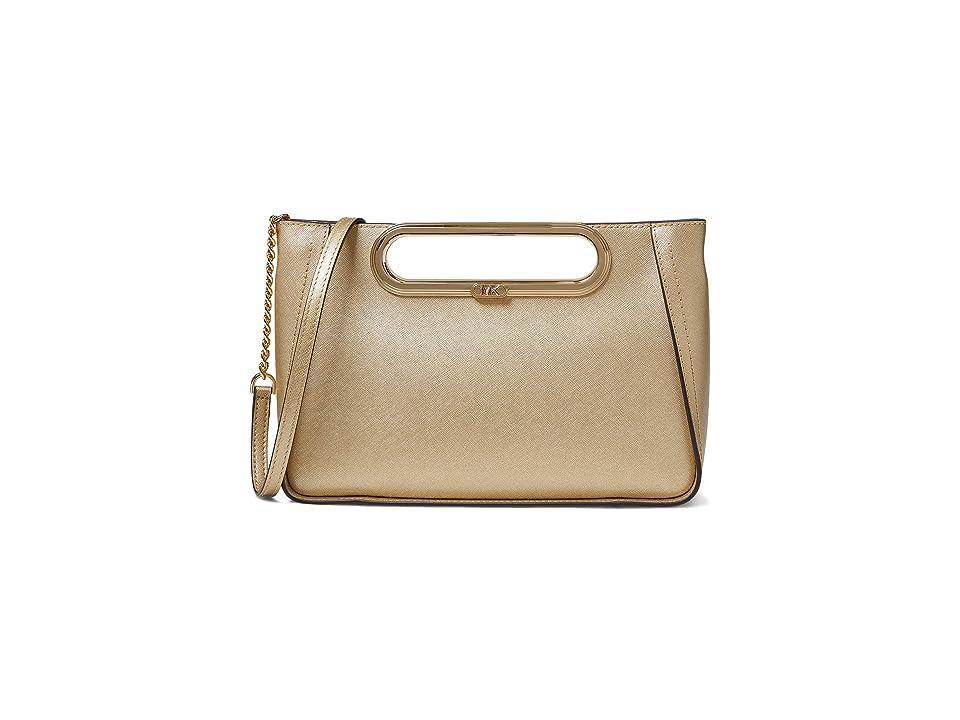 Michael Kors Chelsea Large Contrast Gold Leather Convertible Crossbody Clutch Product Image