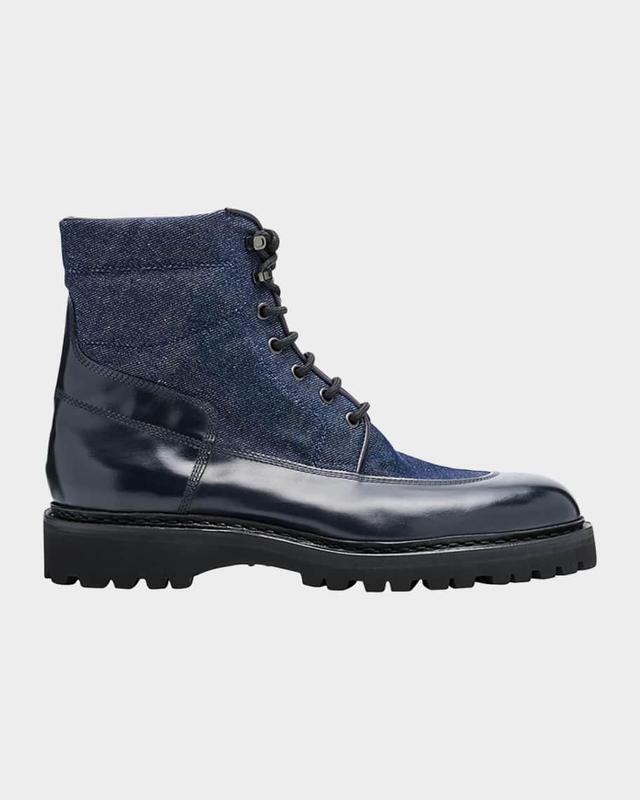 Mens Peak Denim and Leather Lace-Up Boots Product Image